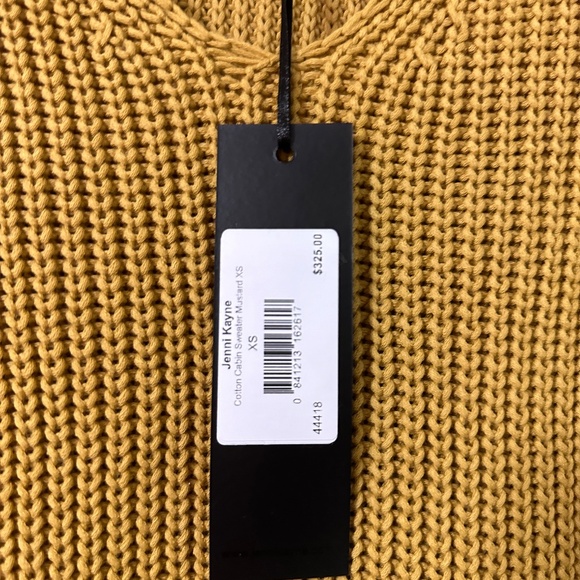 NWT Jenni Kayne Cotton Cabin Sweater Mustard Organic Cotton V-Neck XS MSRP $325 - Picture 4 of 7